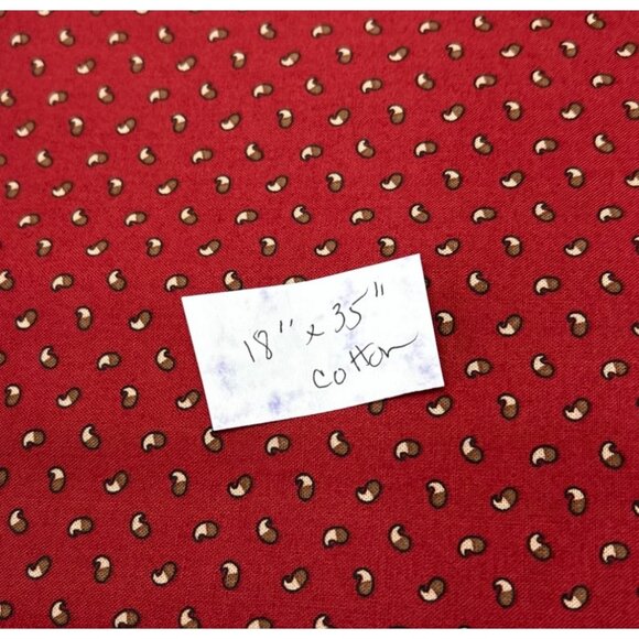 Marcus Fabrics Red Cotton Quilting Fabric 18" x 35" Brown Dashes Design 0244 - Picture 5 of 10